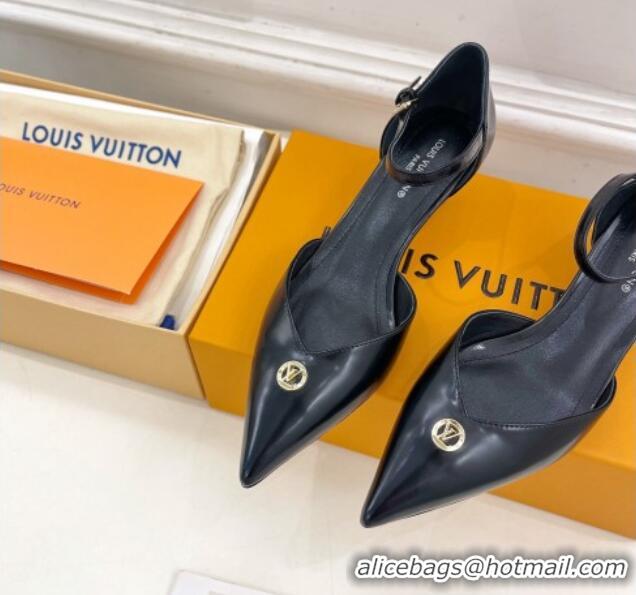 Popular Style Louis Vuitton Stellar Mary Janes Pumps 4cm in Black Glazed Leather 426166