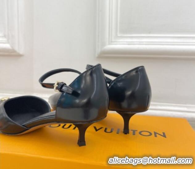 Popular Style Louis Vuitton Stellar Mary Janes Pumps 4cm in Black Glazed Leather 426166