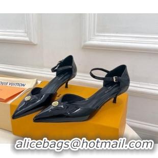 Pretty Style Louis Vuitton Stellar Mary Janes Pumps 4cm in Patent Leather Black 426169