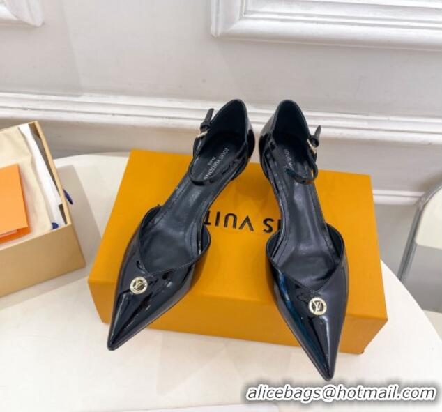 Pretty Style Louis Vuitton Stellar Mary Janes Pumps 4cm in Patent Leather Black 426169