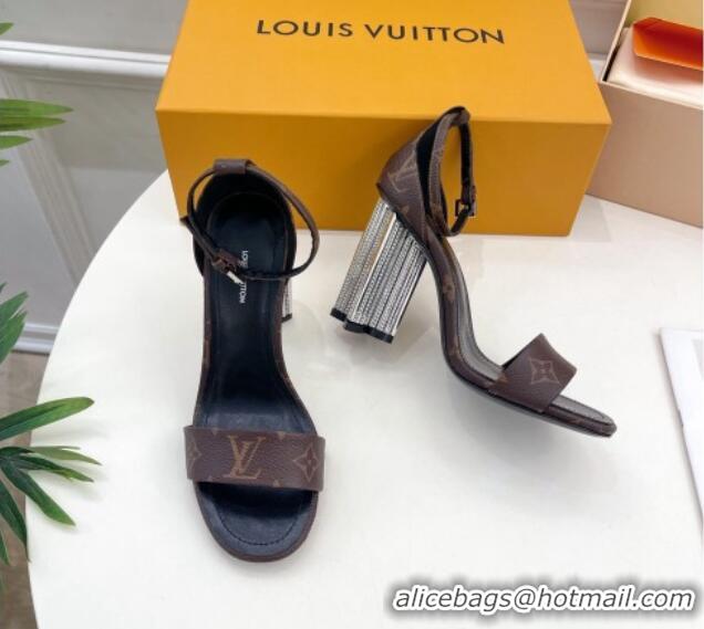 Buy Luxury Louis Vuitton Silhouette High Heel Sandals 10cm with Crystals Monogram Canvas 426182