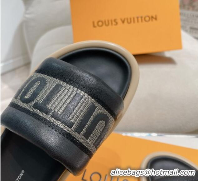 Purchase Louis Vuitton LV Bliss Comfort Flat Slide Sandals in Leather and Textile Black 426191