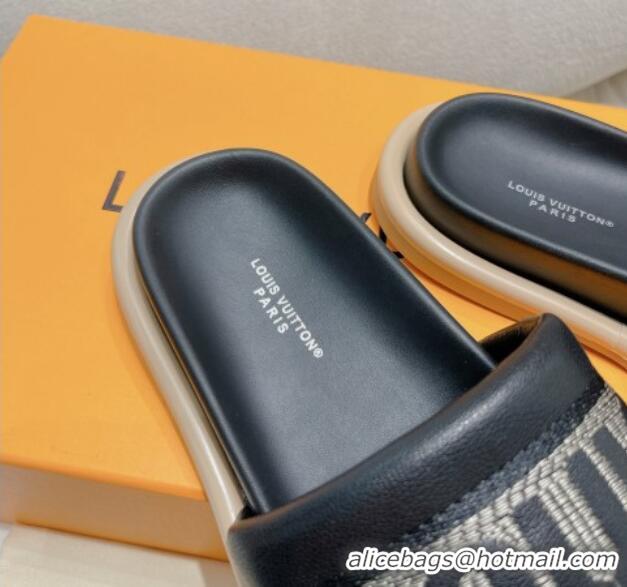 Purchase Louis Vuitton LV Bliss Comfort Flat Slide Sandals in Leather and Textile Black 426191