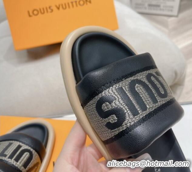 Purchase Louis Vuitton LV Bliss Comfort Flat Slide Sandals in Leather and Textile Black 426191