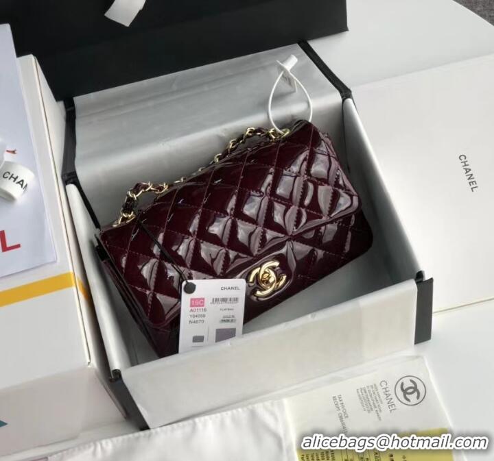 Top Grade Chanel Classic MINI Flap Bag Patent Leather A1116 Burgundy