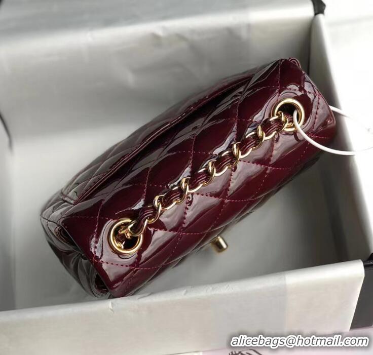 Top Grade Chanel Classic MINI Flap Bag Patent Leather A1116 Burgundy