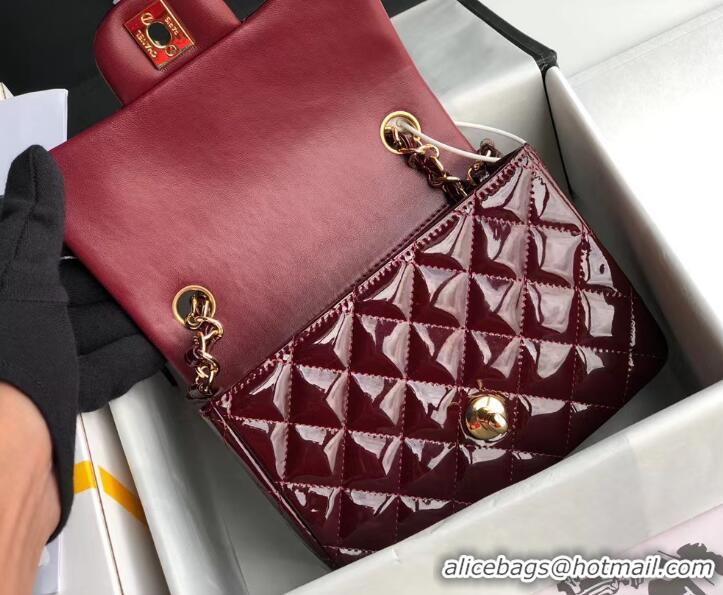 Top Grade Chanel Classic MINI Flap Bag Patent Leather A1116 Burgundy