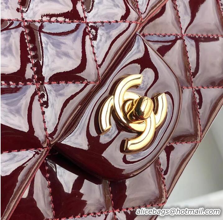 Top Grade Chanel Classic MINI Flap Bag Patent Leather A1116 Burgundy