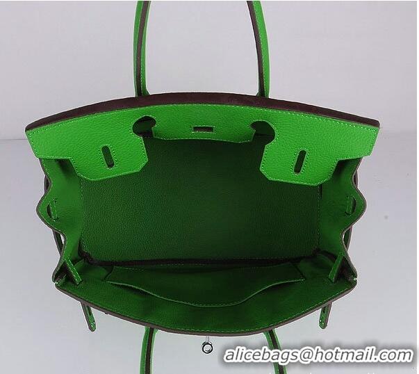 Top Quality Hermes Birkin 30cm Togo Leather Bag 6088 Green Silver