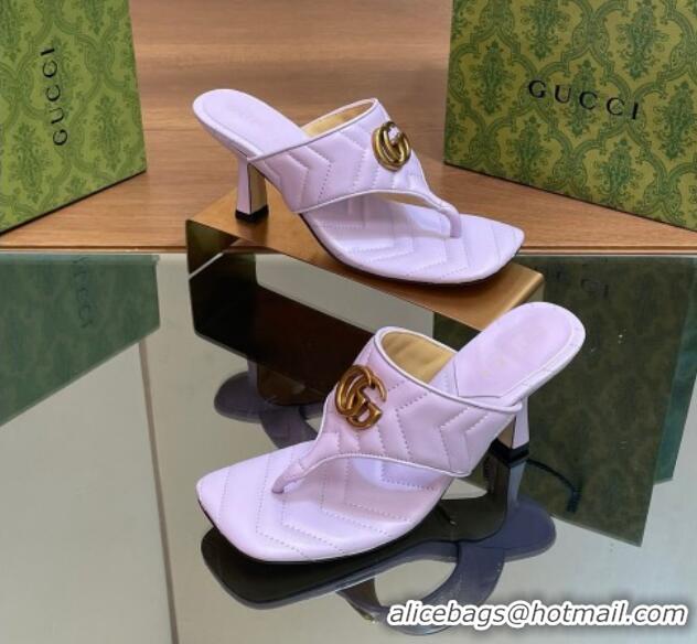 Unique Style Gucci Double G Thong Slide Sandals 5.5cm in Chevron Leather Purple 427048