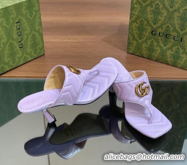 Unique Style Gucci Double G Thong Slide Sandals 5.5cm in Chevron Leather Purple 427048