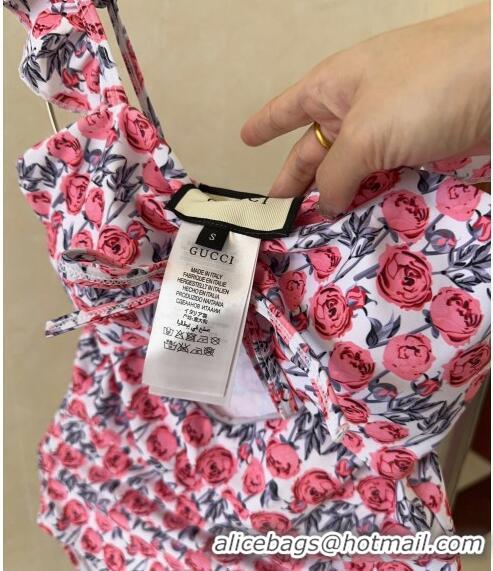 Buy Inexpensive Gucci Swimwear with 0509 Rose Flower Print Pink 2024