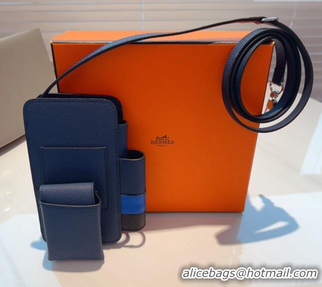 Promotional Hermes Way Phone Pouch Mini bag in Calfskin H0070 Dark Blue 2024