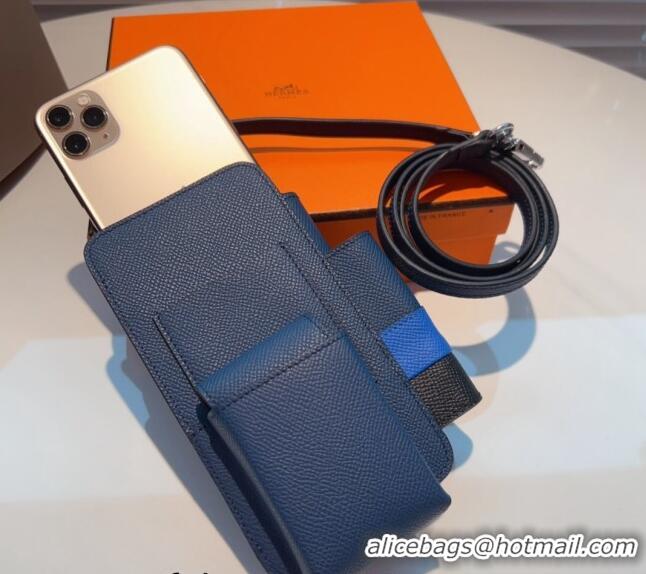 Promotional Hermes Way Phone Pouch Mini bag in Calfskin H0070 Dark Blue 2024