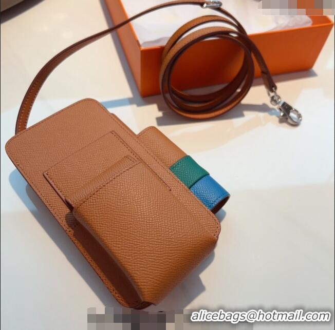 New Design Hermes Way Phone Pouch Mini bag in Calfskin H0070 Clay Brown 2024