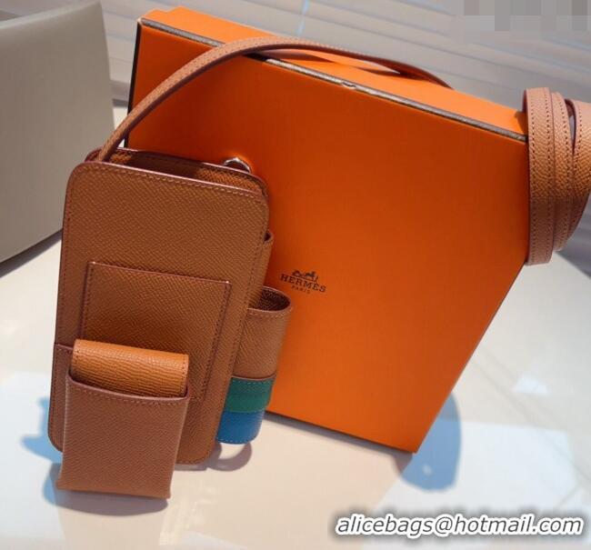 New Design Hermes Way Phone Pouch Mini bag in Calfskin H0070 Clay Brown 2024