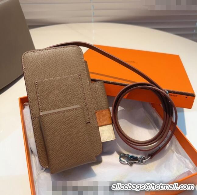 Promotional Hermes Way Phone Pouch Mini bag in Calfskin H0070 Grey 2024