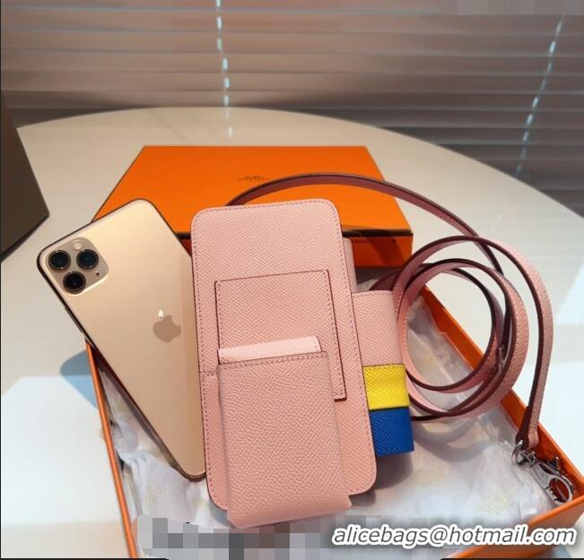 Top Quality Hermes Way Phone Pouch Mini bag in Calfskin H0070 Light Pink 2024