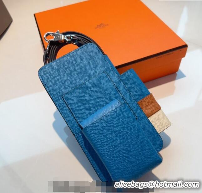 Well Crafted Hermes Way Phone Pouch Mini bag in Calfskin H0070 Blue 2024