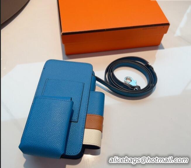 Well Crafted Hermes Way Phone Pouch Mini bag in Calfskin H0070 Blue 2024