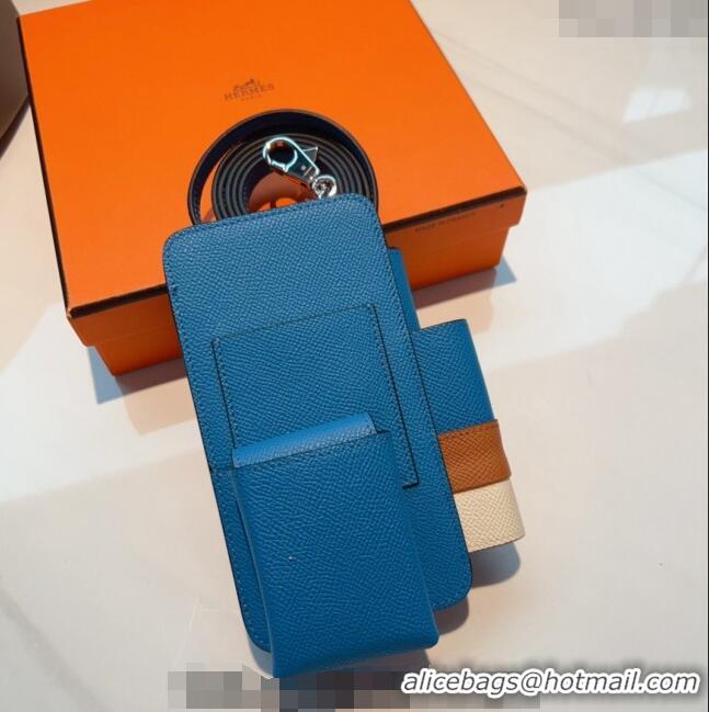 Well Crafted Hermes Way Phone Pouch Mini bag in Calfskin H0070 Blue 2024