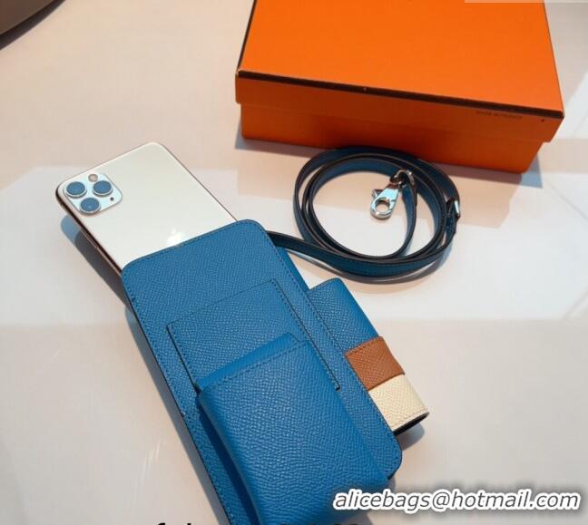 Well Crafted Hermes Way Phone Pouch Mini bag in Calfskin H0070 Blue 2024