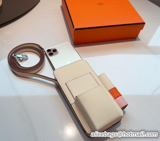 Famous Brand Hermes Way Phone Pouch Mini bag in Calfskin H0070 Cream White 2024