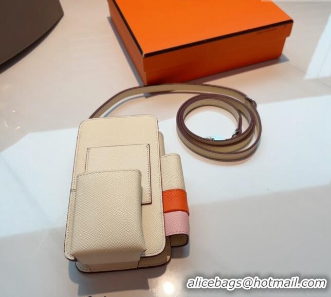 Famous Brand Hermes Way Phone Pouch Mini bag in Calfskin H0070 Cream White 2024