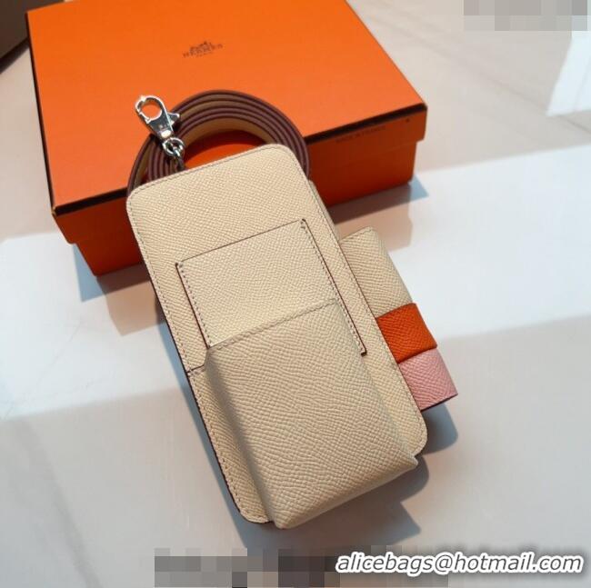 Famous Brand Hermes Way Phone Pouch Mini bag in Calfskin H0070 Cream White 2024