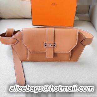 Top Quality Hermes Elan Pocket 24 Pouch Belt in Swift Leather H0098 Brown/Silver 2024