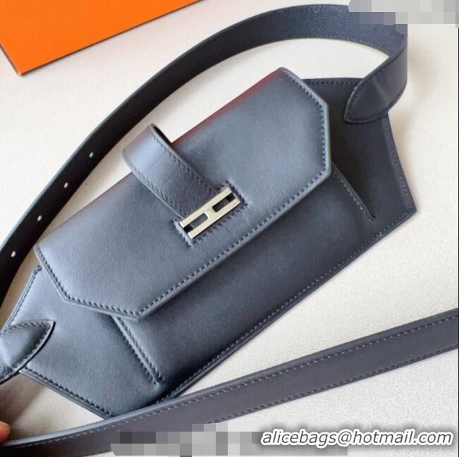 Super Quality Hermes Elan Pocket 24 Pouch Belt in Swift Leather H0098 Black/Silver 2024