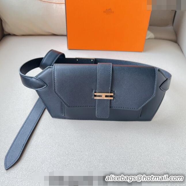 Super Quality Hermes Elan Pocket 24 Pouch Belt in Swift Leather H0098 Black/Silver 2024