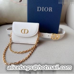 Super Quality Dior 30 Montaigne Removable Pouch Belt 2cm D0510 White 2024