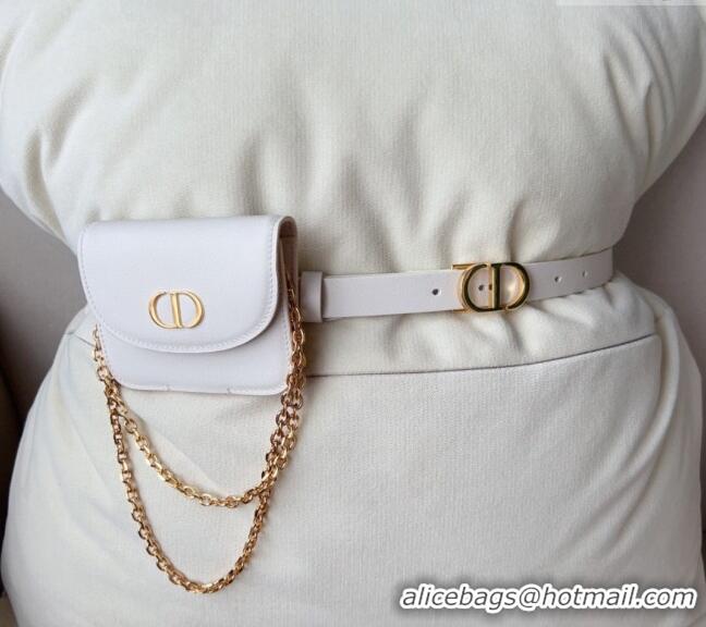 Super Quality Dior 30 Montaigne Removable Pouch Belt 2cm D0510 White 2024