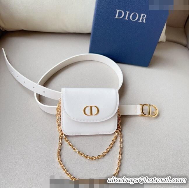 Super Quality Dior 30 Montaigne Removable Pouch Belt 2cm D0510 White 2024