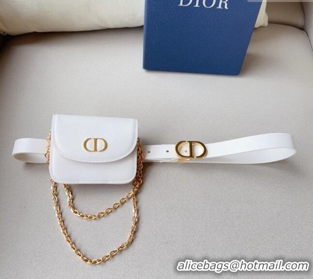 Super Quality Dior 30 Montaigne Removable Pouch Belt 2cm D0510 White 2024