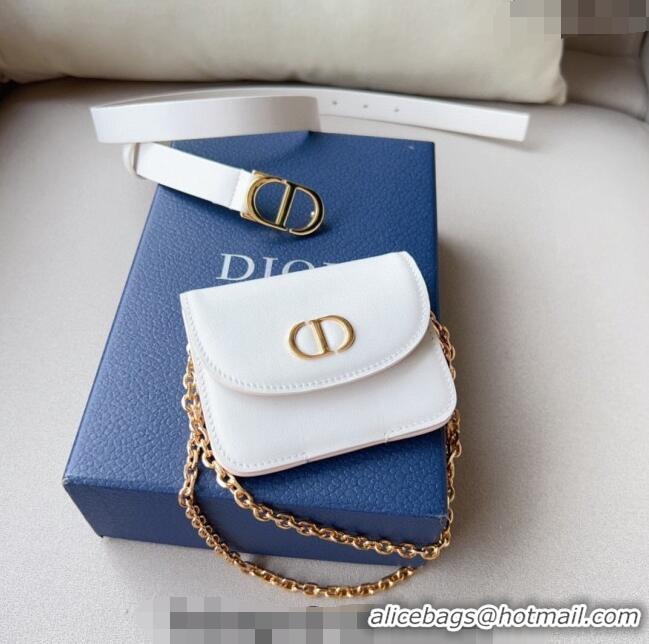 Super Quality Dior 30 Montaigne Removable Pouch Belt 2cm D0510 White 2024