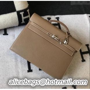 Big Discount Hermes Mens Kelly Messenger Bag 38cm in Togo Calfskin H0204 Elephant Grey (Half Handmade)