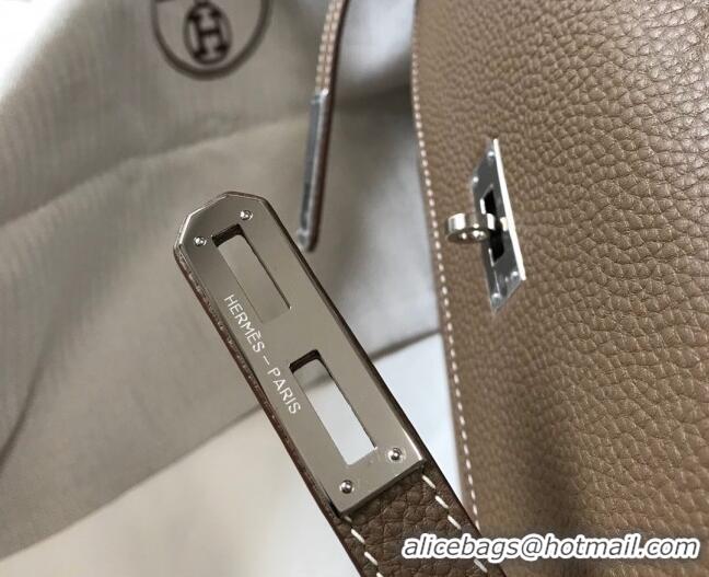 Big Discount Hermes Mens Kelly Messenger Bag 38cm in Togo Calfskin H0204 Elephant Grey (Half Handmade)