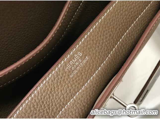 Big Discount Hermes Mens Kelly Messenger Bag 38cm in Togo Calfskin H0204 Elephant Grey (Half Handmade)