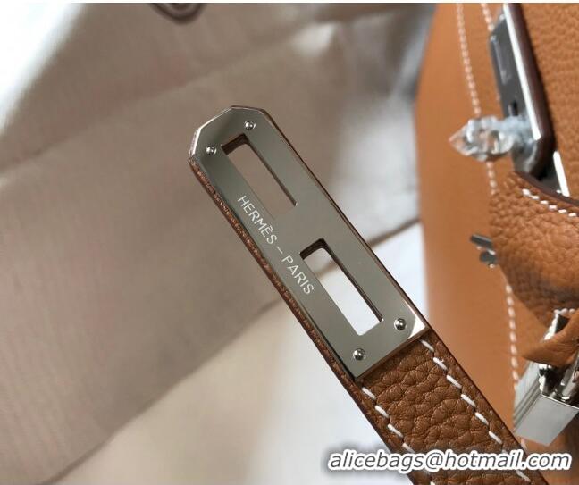 New Design Hermes Men's Kelly Messenger Bag 38cm in Togo Calfskin H0204 Light Brown (Half Handmade)