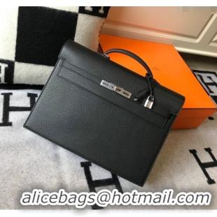 Most Popular Hermes Men's Kelly Messenger Bag 38cm in Togo Calfskin H0204 Black (Half Handmade)