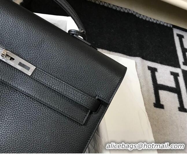 Most Popular Hermes Men's Kelly Messenger Bag 38cm in Togo Calfskin H0204 Black (Half Handmade)