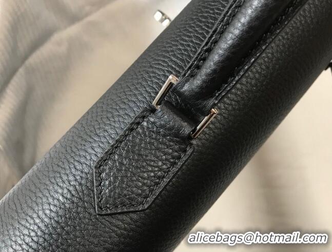 Top Design Hermes Men's Kelly Messenger Bag 34cm in Togo Calfskin H0205 Black (Half Handmade)