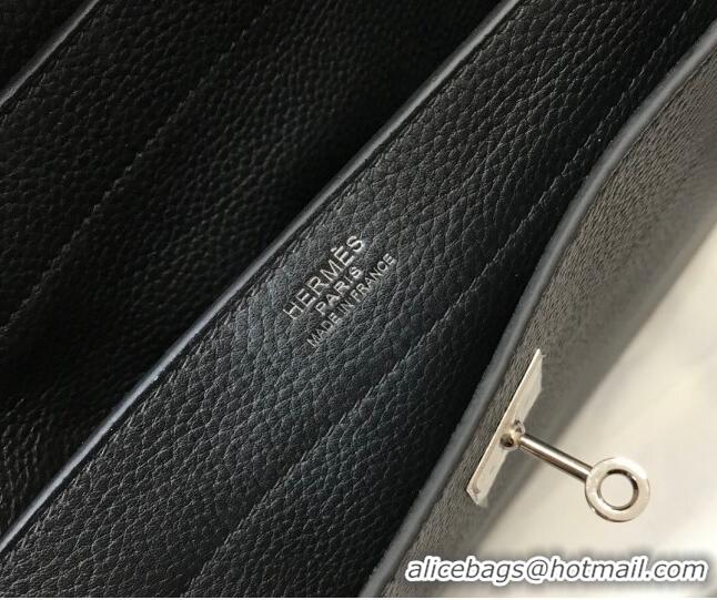 Top Design Hermes Men's Kelly Messenger Bag 34cm in Togo Calfskin H0205 Black (Half Handmade)