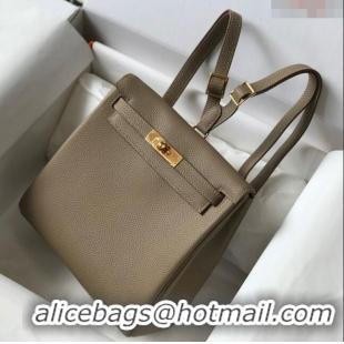 Well Crafted Hermes Kelly Ado Backpack 22cm in Togo Leather H0210 Dove Grey/Gold (Half Handmade)