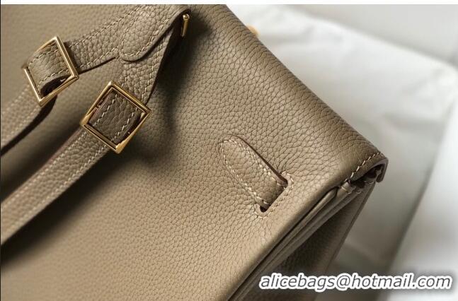 Well Crafted Hermes Kelly Ado Backpack 22cm in Togo Leather H0210 Dove Grey/Gold (Half Handmade)