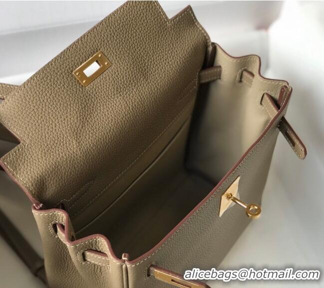 Well Crafted Hermes Kelly Ado Backpack 22cm in Togo Leather H0210 Dove Grey/Gold (Half Handmade)