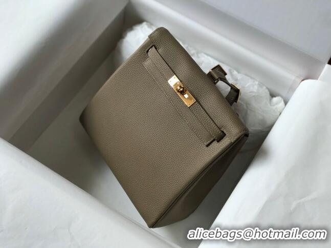 Well Crafted Hermes Kelly Ado Backpack 22cm in Togo Leather H0210 Dove Grey/Gold (Half Handmade)