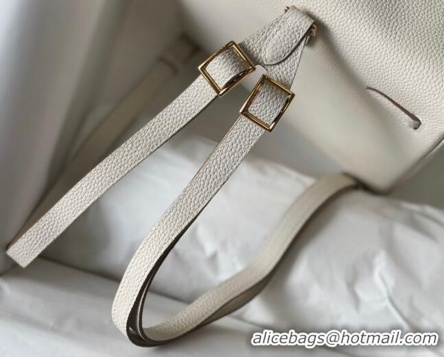 Top Grade Hermes Kelly Ado Backpack 22cm in Togo Leather H0210 White/Gold (Half Handmade)